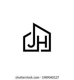 j h jh initial building logo design vector template