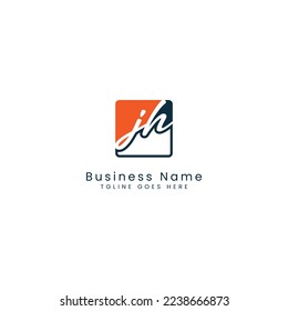 J H JH Initial letter handwritten and signature vector image template in square shape logo