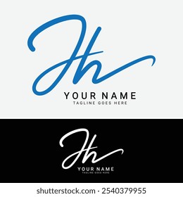 J, H, JH Initial letter logo. Alphabet JH Handwritten Signature logo