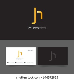 J H joint letter logo vector with business card template