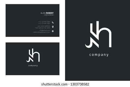 J & H line logo joint letter design with business card template