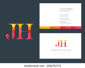 J & H multicolor joint Letters Logo Icon with business card template