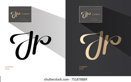 J, H and r letters combination logo. Company brand identity. Hand calligraphy logo. Business card template included. Classic style branding.