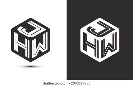 J H W letter logo design with illustrator cube logo, vector logo modern alphabet font overlap style. Premium Business logo icon. White color on black background