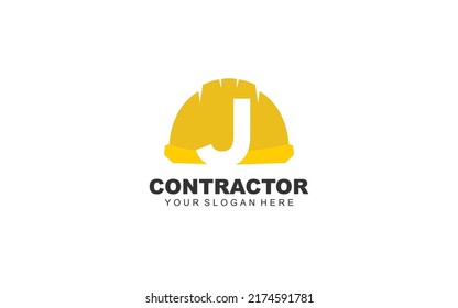 J Hard Hat Logo Design Inspiration. Vector Letter Template Design For Brand