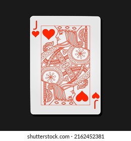 j hearts poker card in dark bacground.