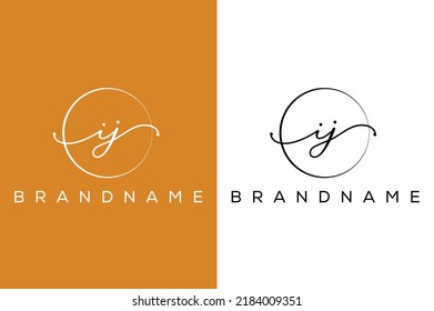 I J IJ hand drawn logo of initial signature, fashion, jewelry, photography, boutique, script, wedding, floral and botanical creative vector logo template for any company or business.