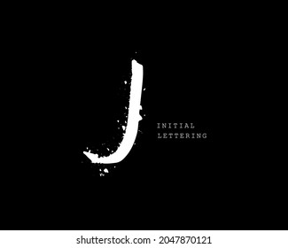 J Erstmalige Bürste Handschrift oder handgeschriebenes Logo für Identität. Logo mit Unterschrift und handgezeichnet.