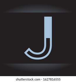 J Initial Clean Logo Icon. Light Bold Half Outline. Vector Graphic Design. EPS10