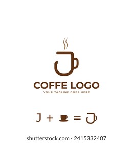 J Initial Coffee Cup Logo Design