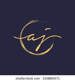 A J Initial with handwriting and brush concept. handwriting logo of initial signature, wedding, fashion, jewelry, boutique, and botanical with creative template for any company or business -vector