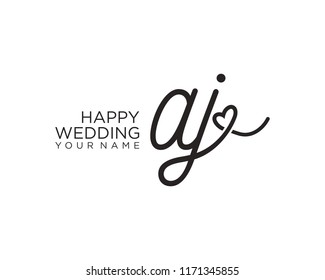 A J Initial handwriting logo