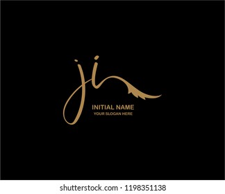 J I Initial Handwriting Logo Template