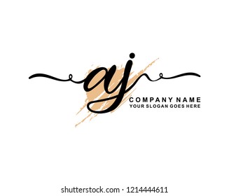 A J Initial Handwriting Logo Template