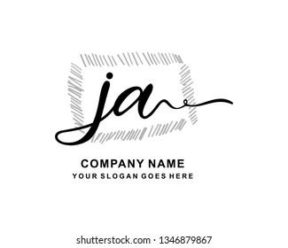 J A Initial Handwriting Logo Template