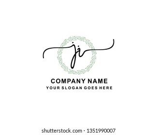 J I Initial Handwriting Logo Template