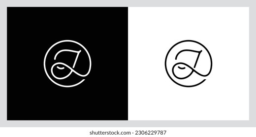 J Initial Handwriting logo template vector