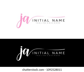 J A Initial handwriting logo vector. Hand lettering for designs.