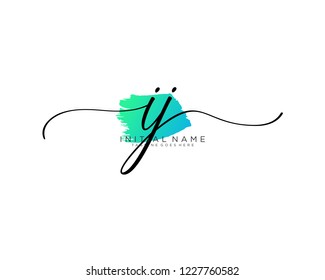 I J Initial handwriting logo vector