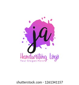 J A Initial handwriting logo vector
