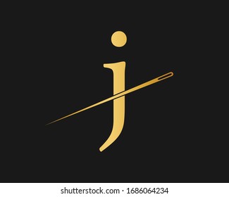  J  initial intersected with needle Symbol Icon  text logo design  typography 