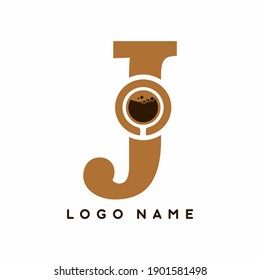 J initial letter with coffee sign logo vector template