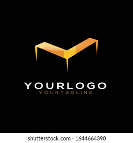 J initial letter gold elegant 3D logo