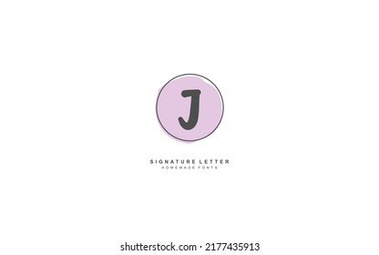 J Initial letter handwriting and  signature logo. A concept with template element.
