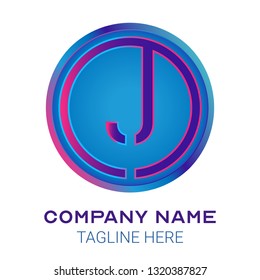 J initial letter logo design with gradient of cyan and magenta color that can be used for business company