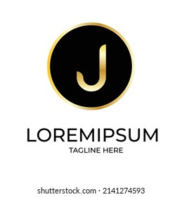 J Initial letter logo Gold cryptocurrency coin set