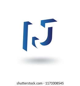 I J initial letter with negative space logo icon vector template
