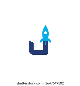 J initial letter with rocket design logo, elements, icons, symbols, abstract, shapes. Creative inspiration idea with flat style for business company, template collection, marketing promotions.
