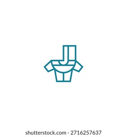 Concepto de diseño de logotipo de camiseta de letra inicial J.