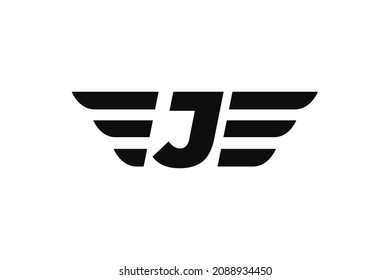 J Initial letter wings logo vector design