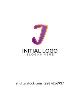 J initial logo gradient colorful design icon