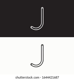 J Initial Logo Icon Outline Dots Side