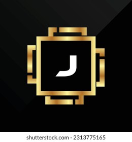 J Initial luxury gold Letter Type Logo Sign Symbol Icon Simple Elegance