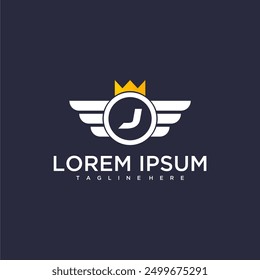 J initial monogram for business logo with eagle and crown image