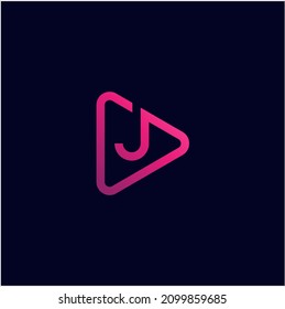 J Initial play logo design vector illustration