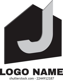 J initial property logo design vector