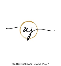 A J Initial Script Letter Beauty Logo Template