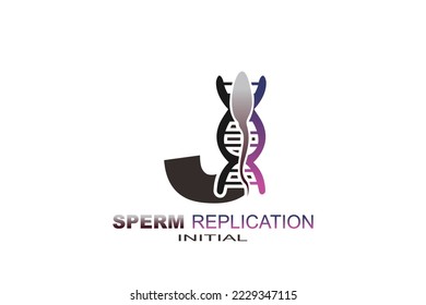 J Initial Sperm Replication glyph icon. Style is bicolor flat symbol

