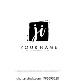 J I initial square logo template vector