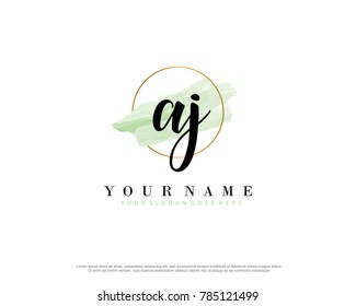 A J Initial water color logo template vector