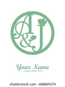 A J initial wedding decorative logo template