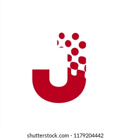 J initials digital dot pattern logo