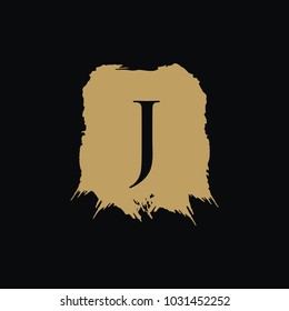 J initials gold grunge vector