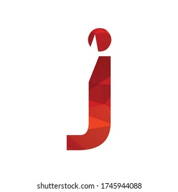 j iniciales logo poligonal rojo e icono vector