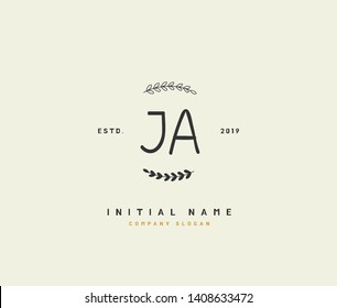 J A JA Beauty vector initial logo, handwriting logo of initial wedding, fashion, jewerly, heraldic, boutique, floral and botanical with creative template for any company or business.