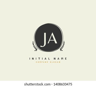 J A JA Beauty vector initial logo, handwriting logo of initial wedding, fashion, jewerly, heraldic, boutique, floral and botanical with creative template for any company or business.